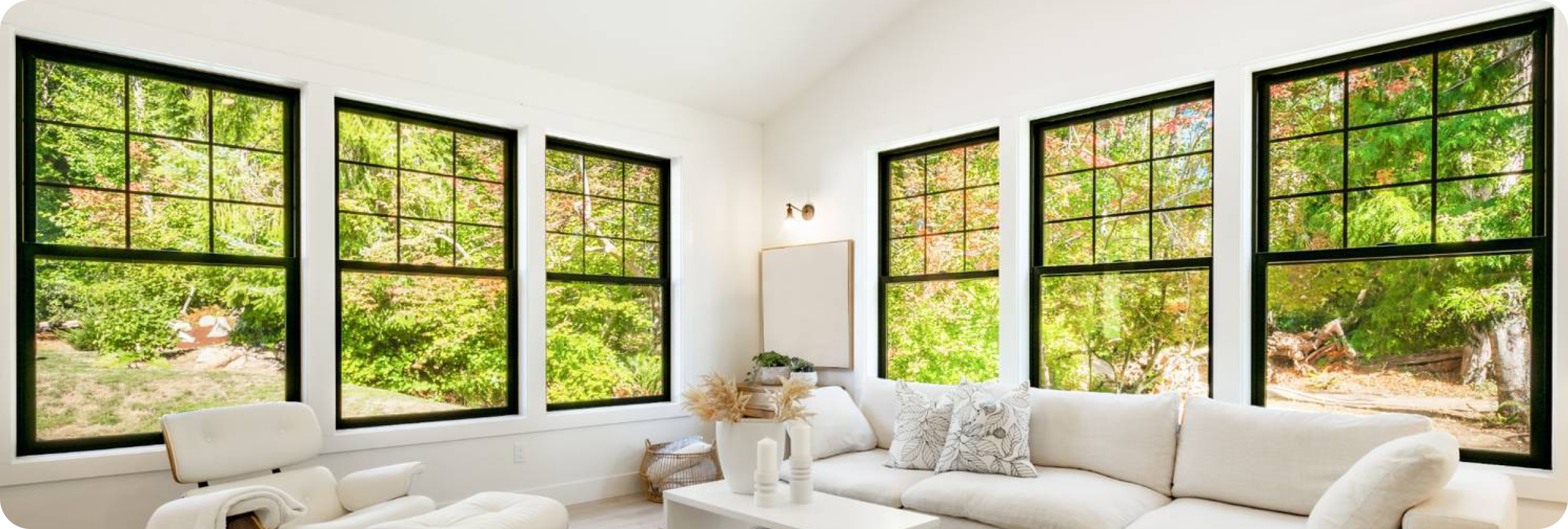 Modern living room with Lush Windows installation