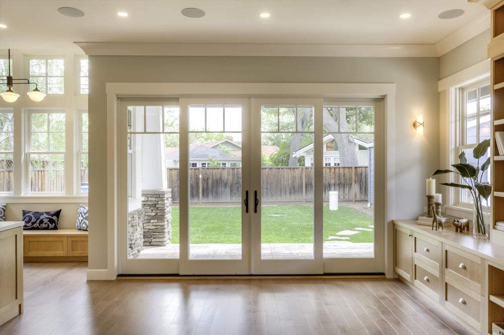 Modern patio doors providing a stylish and functional connection between indoor and outdoor spaces.