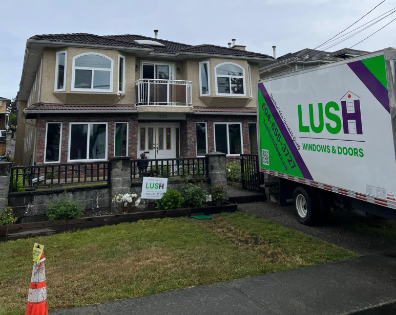 Lush Windows and Doors service truck at a Metro Vancouver home