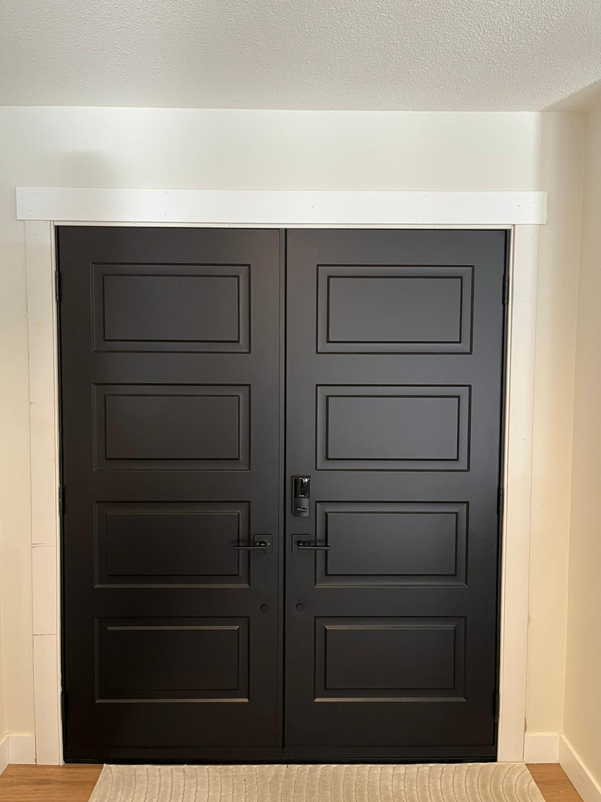 Maple Ridge home improvement featuring installed brown double doors with custom style