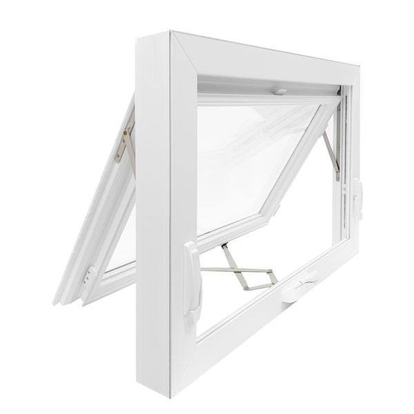 Close-up view of an awning window with a sturdy frame, designed for easy operation and excellent ventilation.