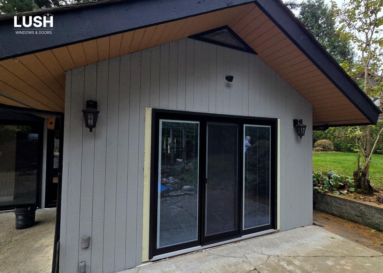 Black modern luxury three panel patio door