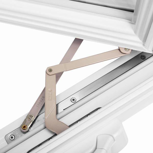 Casement window with a modern design, hinged on the side and opening outward for maximum ventilation and clear views.