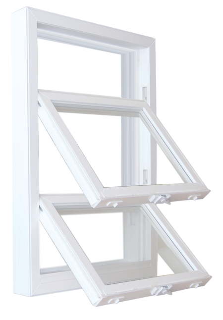 Double-hung slider window featuring two sashes that slide vertically for customizable ventilation.