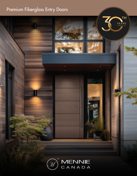 MENNIE Canada - Stylish residential entry door with minimalist design and glass inserts.