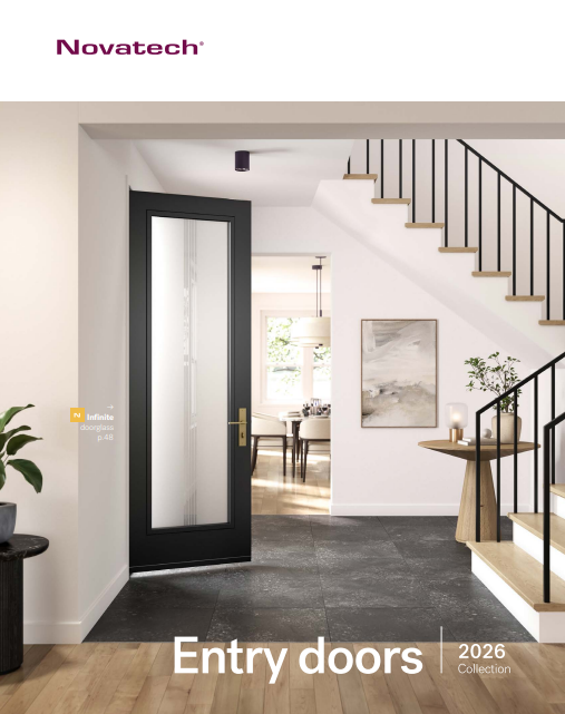 Novatech - Modern front door with clean lines, designed for both durability and contemporary aesthetics.