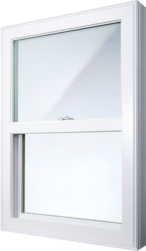 Single-hung window with a traditional design, featuring a movable lower sash for ventilation and a fixed upper pane.